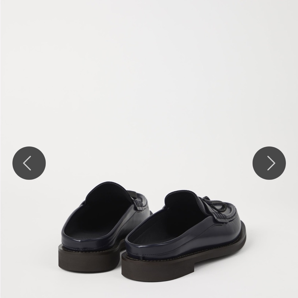 Brunello Cucinelli Leather Tassel Mule Loafers | Navy Monili | Size 39 - Picture 4 of 5
